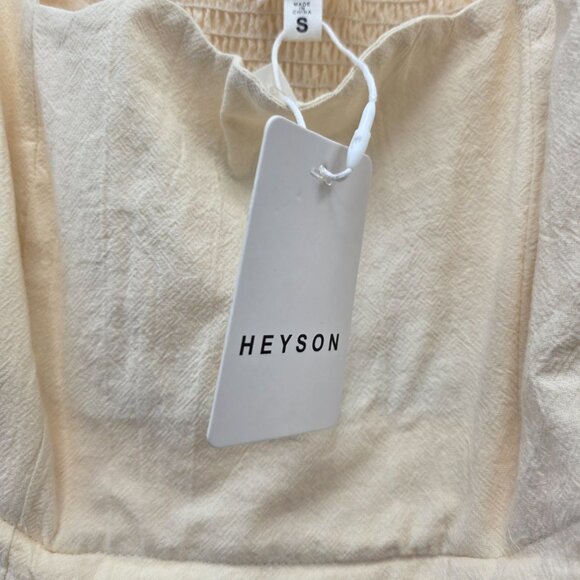 HEYSON Square Neck Crop Top | Cream Oatmeal Linen Look | Wide Strap Boho - Picture 8 of 12